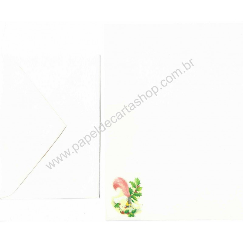 Conjunto de Papel de Carta Antigo Importado Mouse Holiday Hallmark