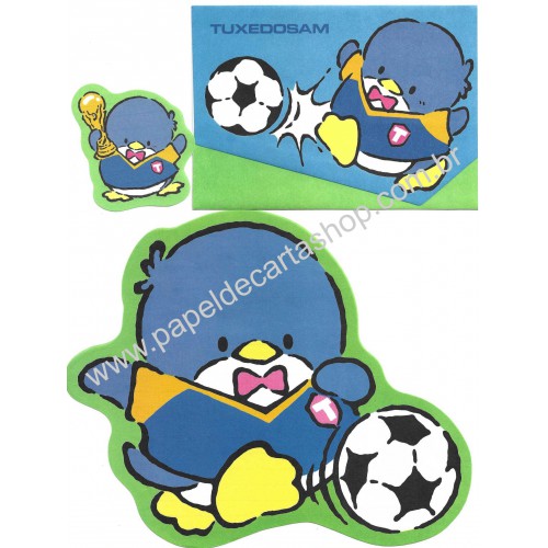 Ano 1986. Conjunto Papel de Carta Tuxedosam Footbal Vintage Sanrio