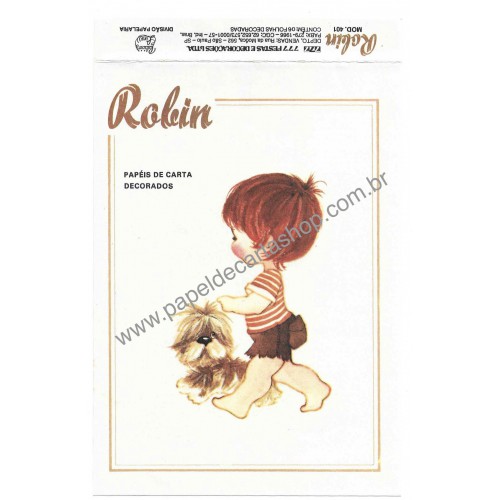 Capinha e Papel de Carta Antigo Coleção Palacio's Line Robin
