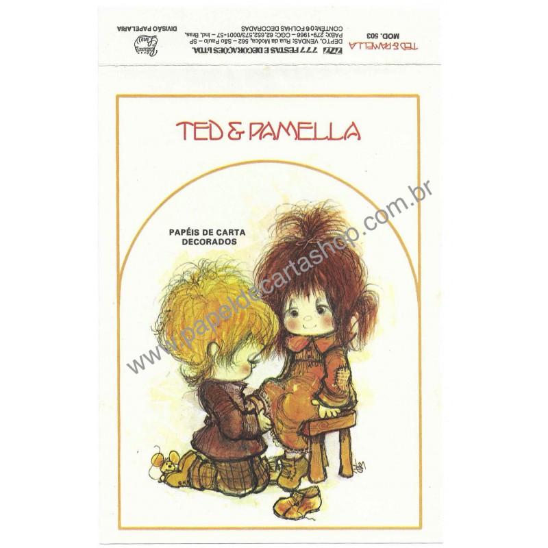 Capinha e Papel de Carta Antigo Coleção Palacio's Line Ted & Pamella
