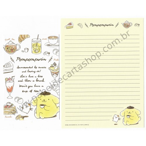 Ano 2016. Kit 2 Conjuntos de Papel de Carta Pompompurin Sweets Sanrio