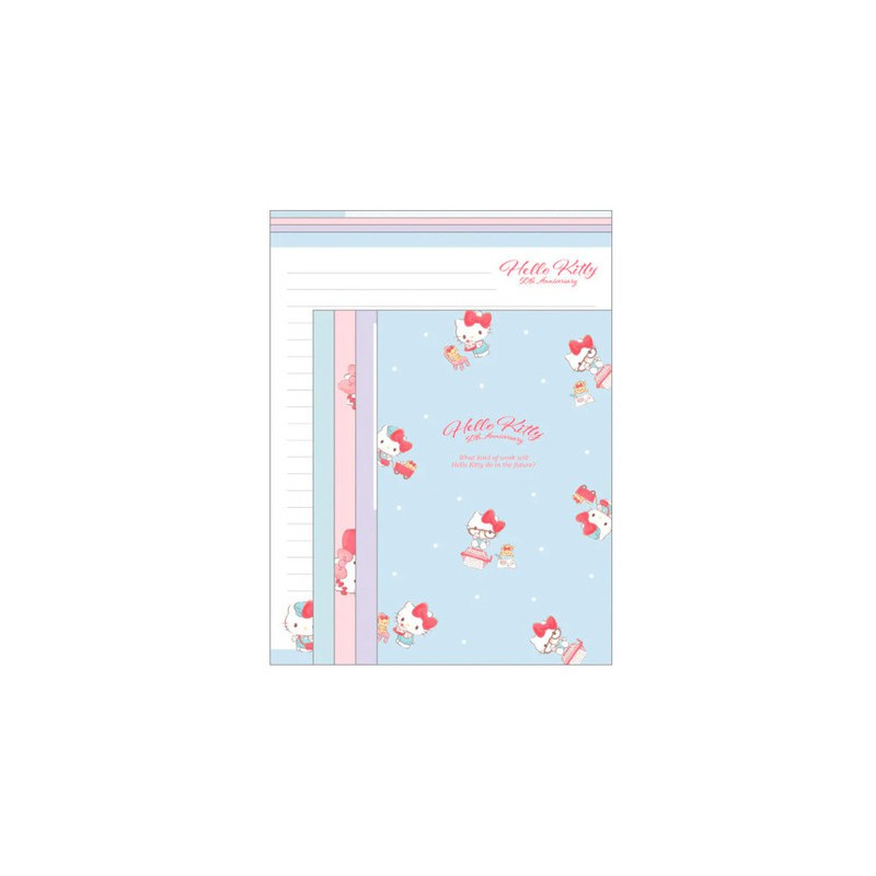Ano 2024. Kit 4 Conjuntos de Papel de Carta Hello Kitty 50th Anniversary Sanrio