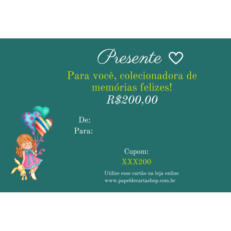 200. Vale Presente Papel de Carta Shop