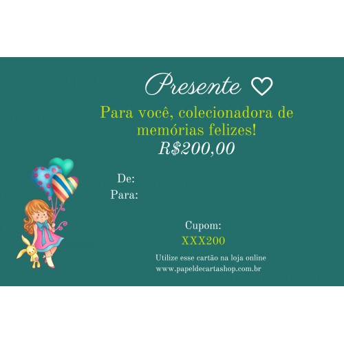 200. Vale Presente Papel de Carta Shop