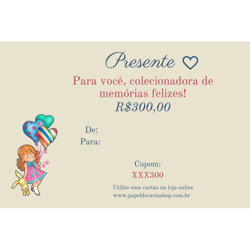 300. Vale Presente Papel de Carta Shop