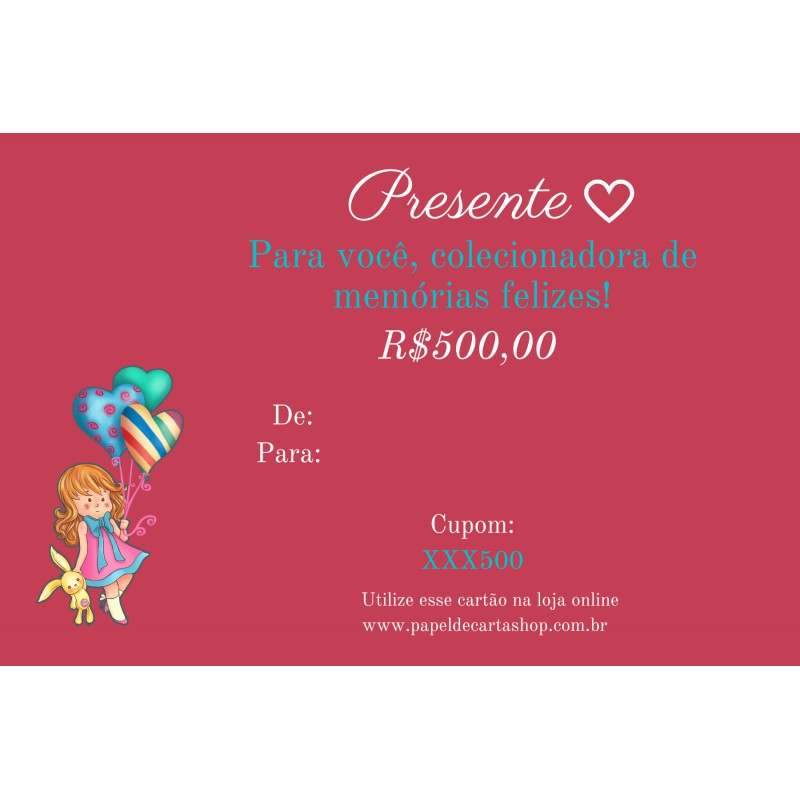 500. Vale Presente Papel de Carta Shop