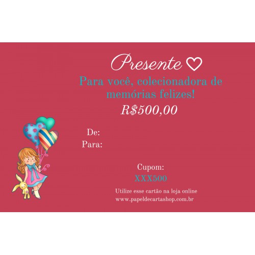 500. Vale Presente Papel de Carta Shop