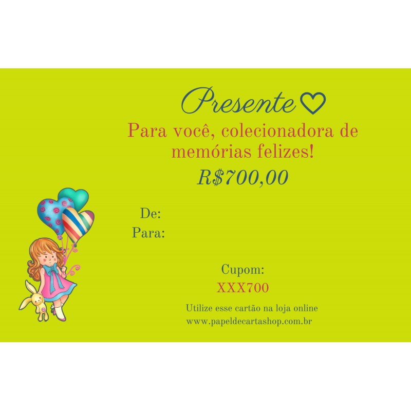 700. Vale Presente Papel de Carta Shop