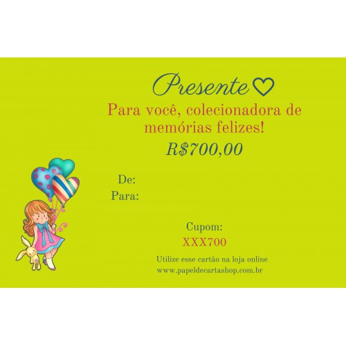 700. Vale Presente Papel de Carta Shop