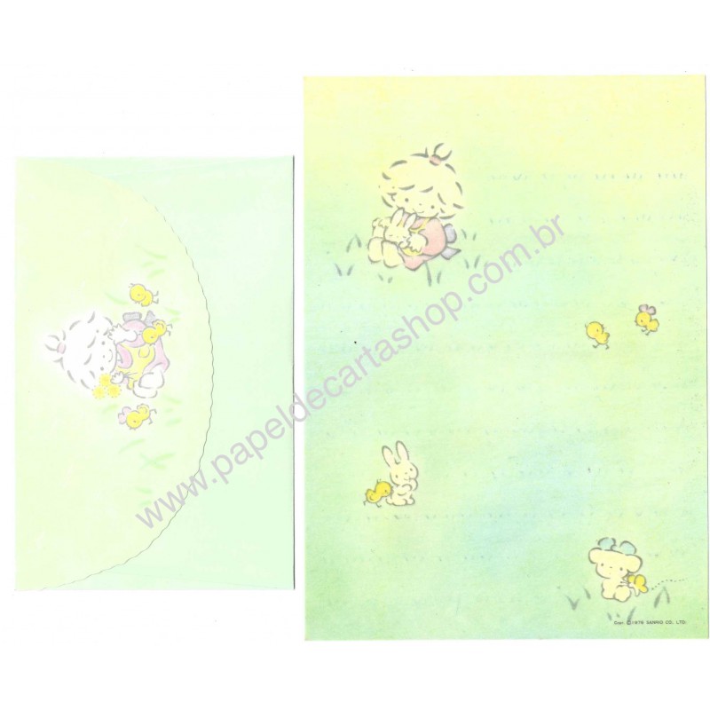 Ano 1976. Conjunto de Papel de Carta Tiny Poem VEG BI Sanrio