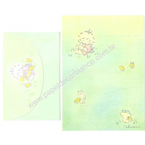 Ano 1976. Conjunto de Papel de Carta Tiny Poem VEG BI Sanrio