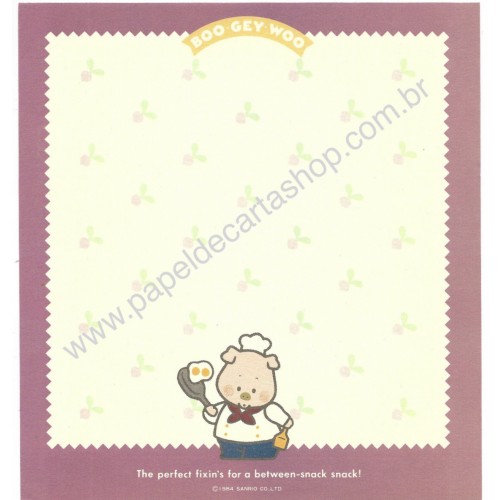 Ano 1984. Conjunto de Papel de Carta BOO GEY WOO Fresh Menu Sanrio
