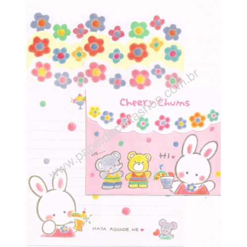 Ano 1991. Conjunto de Papéis de Carta Cheery Chums Trio Vintage Sanrio