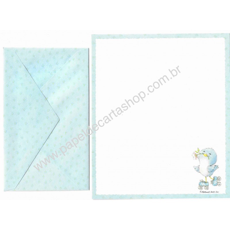 Conjunto de Papel de Carta Antigo Importado Blue Bird Roller Hallmark