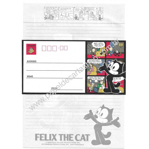 Ano 1988. Conjunto de Papel de Carta Importado Felix the Cat Sanrio