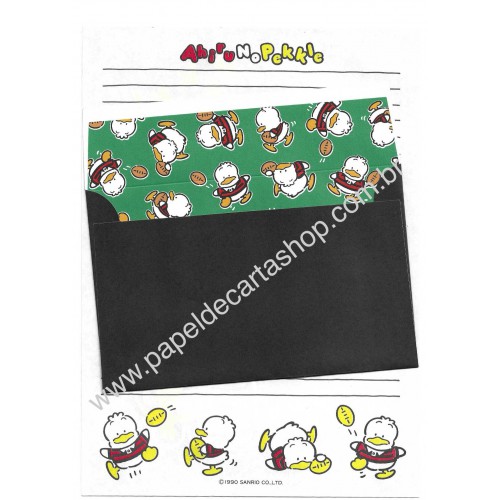 Ano 1990. Conjunto de Papel de Carta Pekkle VD Vintage Sanrio