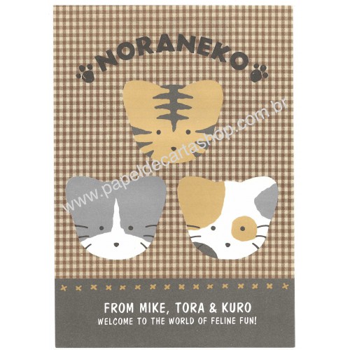 Ano 1987. Conjunto de Papel de Carta Noraneko G Vintage Sanrio