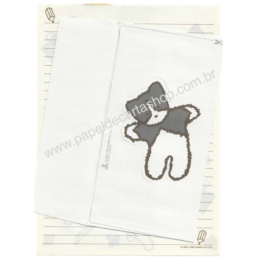 Ano 1988. Conjunto de Papel de Carta Noranekoland CRE Vintage Sanrio