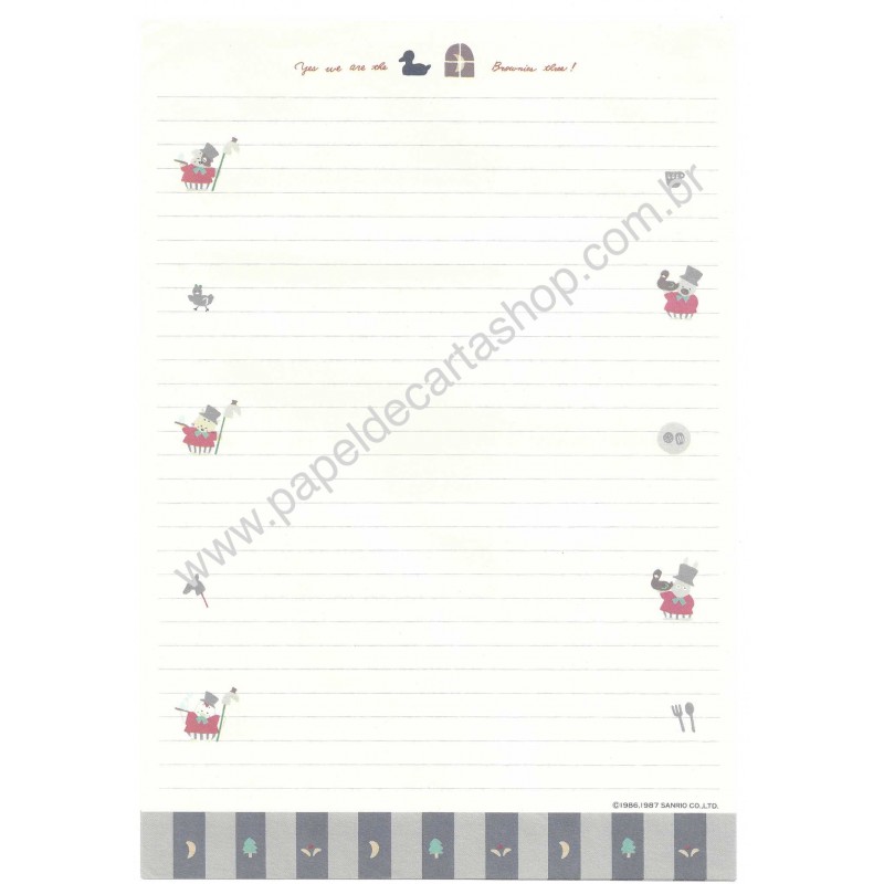 Ano 1987. Conjunto de Papel de Carta Brownie's Story CAZ Vintage Sanrio