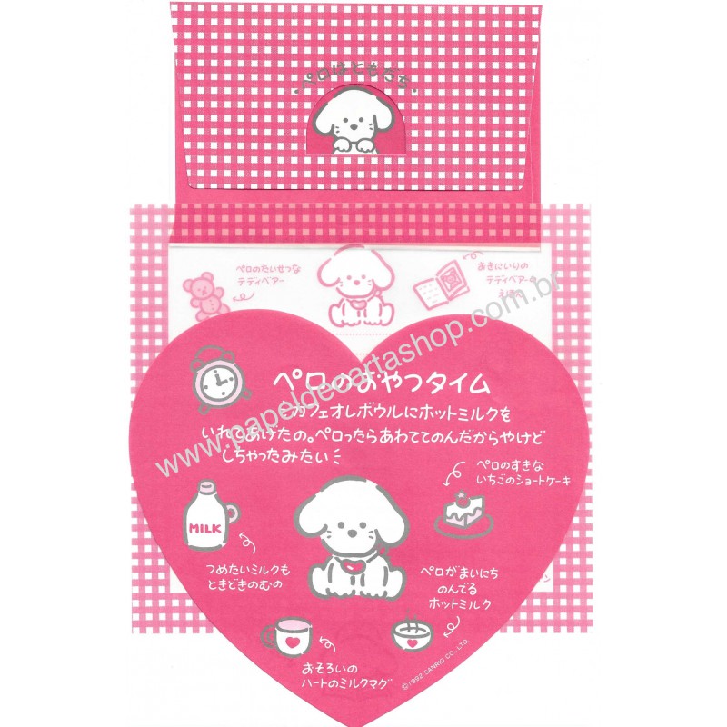Ano 1992. Conjunto de Papel de Carta Pelo Pero wa Tomodachi Vintage Sanrio