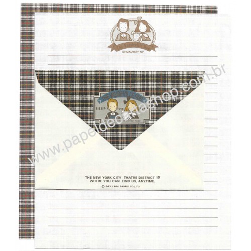 Ano 1984. Conjunto de Papel de Carta Vaudeville Duo Broadway NY CMA Sanrio