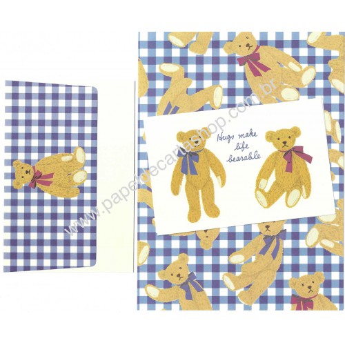 Ano 1996. Conjunto de Papel de Carta Holly's Bear XDZ Vintage Sanrio