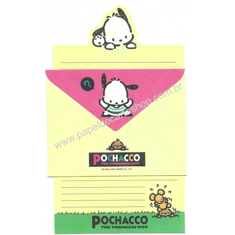 Ano 1992. Conjunto de Papel de Carta Pochacco CRS Vintage Sanrio