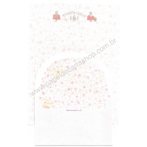 Ano 1993. Conjunto de Papel de Carta Marron Cream VEG Vintage Sanrio
