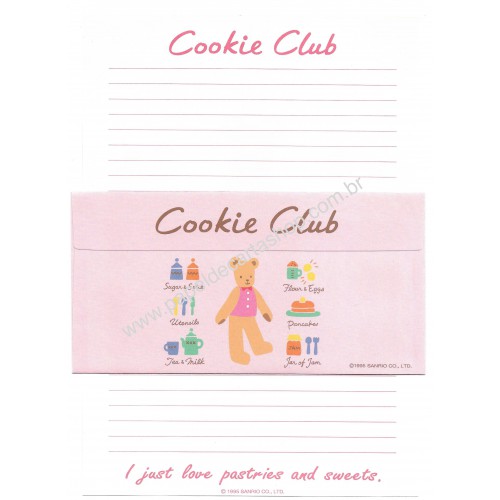 Ano 1995. Conjunto de Papel de Carta Cookie Club CRS Vintage Sanrio